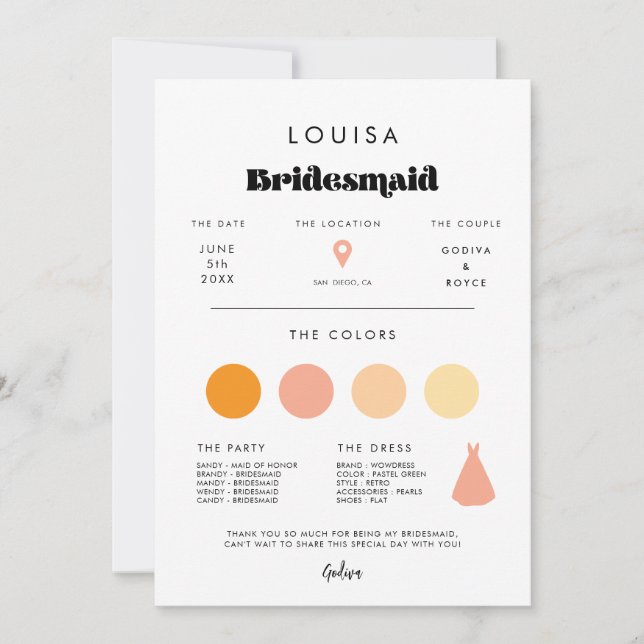 Tarjeta de información para la dama de honor de re (Anverso)