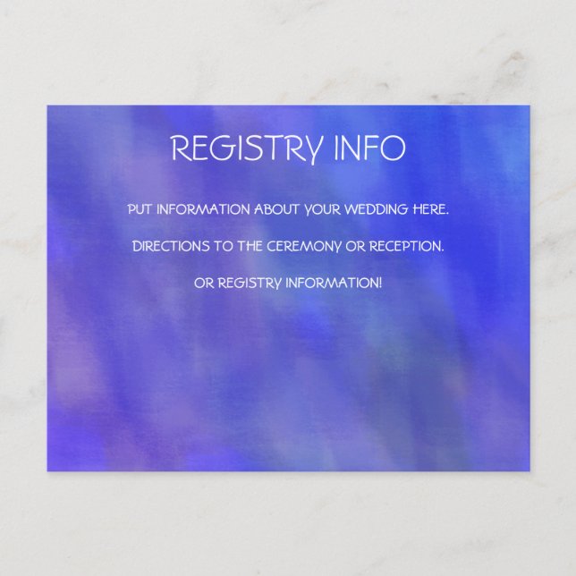 TARJETA DE INFORMACIÓN PÚRPURA DE LA ACUARELA (Anverso)