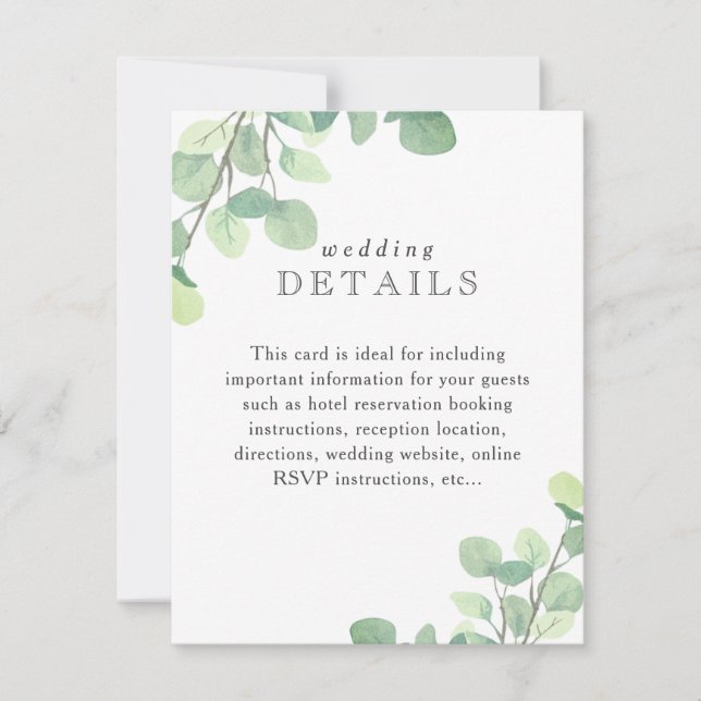 Tarjeta de información sencilla para el Boda Eucal (Anverso)