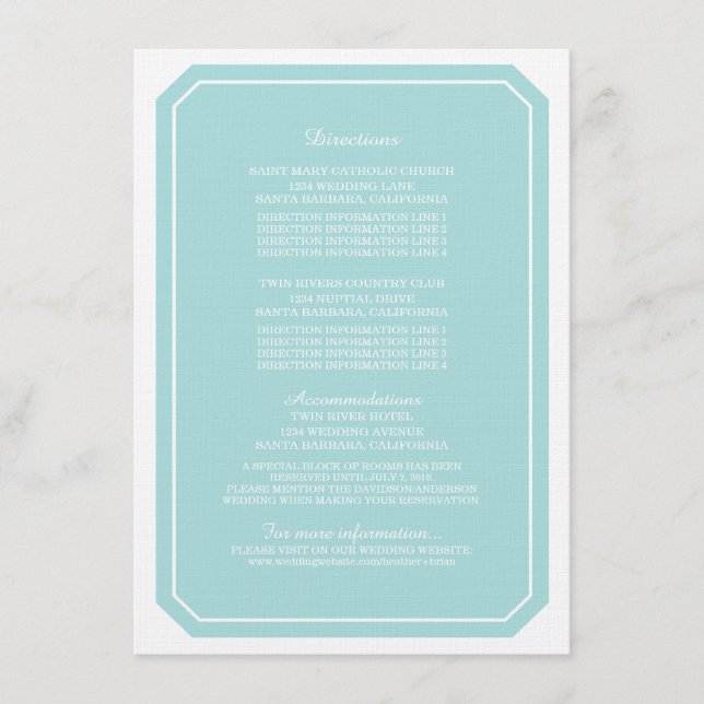 Tarjeta de información simplemente elegante de tur (Anverso)