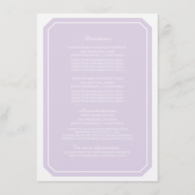 Tarjeta de información simplemente elegante púrpur (Anverso)
