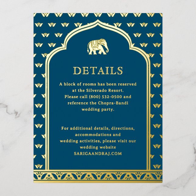Tarjeta de información sobre Elephant & Lotus Boda (Anverso)