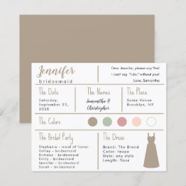 Tarjeta de información Taupe Dress Color Bridesmai