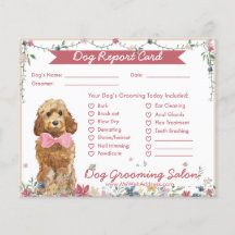 Tarjeta de informe Cream Floral Watercolor Dog Gro