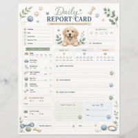 Tarjeta de informe diario de cuidador de mascotas