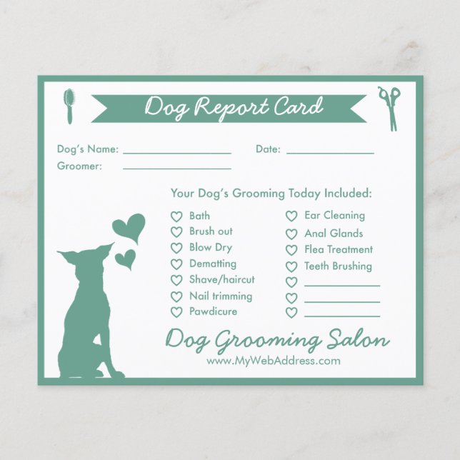 Tarjeta de informe Green Banner Silhouette Dog Gro (Anverso)