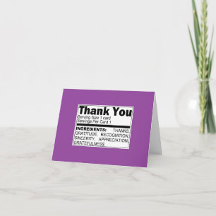 Tarjeta De Ingredientes De Agradecimiento Morado