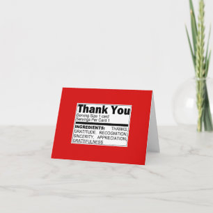 Tarjeta de Ingredientes de Agradecimiento Rojo