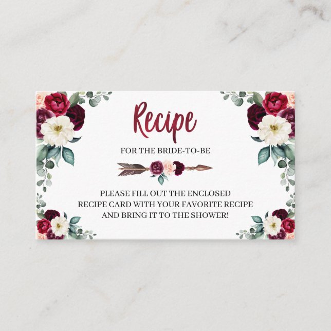 Tarjeta de inscripción Boho Bridal Shower Recipe (Anverso)