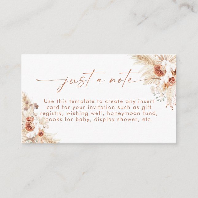 Tarjeta de inscripción Boho | Tarjeta de sólo nota (Anverso)