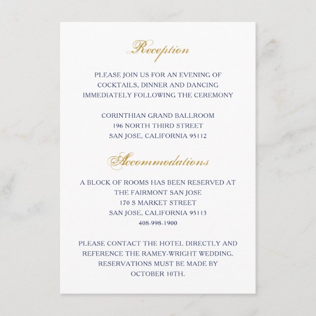 Tarjeta de inscripción clásica para Bodas de oro y (Anverso)