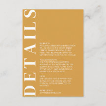 Tarjeta de inscripción de detalles de Boda amarill