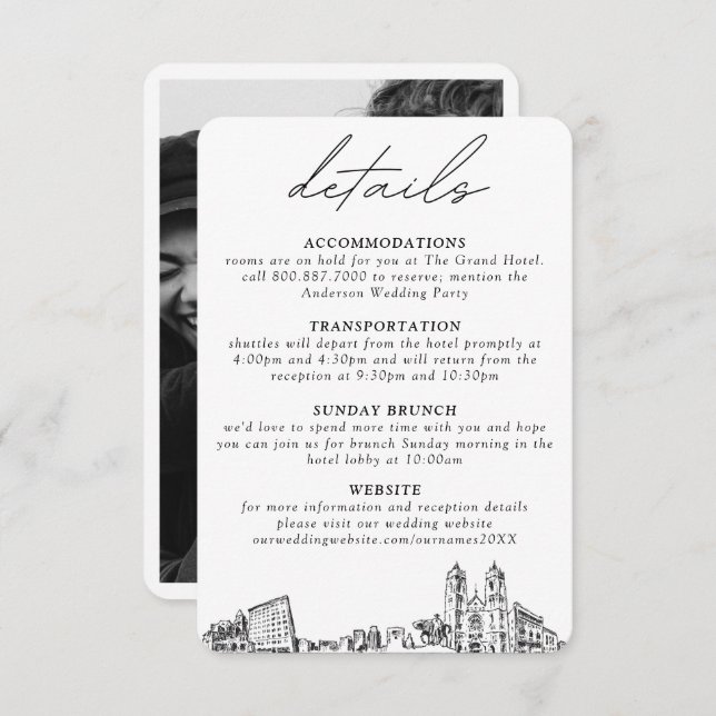 Tarjeta de inscripción de detalles de Boda de Nuev (Anverso / Reverso)