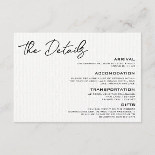 Tarjeta de inscripción de detalles de boda elegant