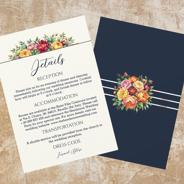 Tarjeta de inscripción de detalles de Boda floral  (Subido por el creador)