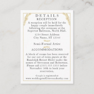 Tarjeta de inscripción de detalles de la boda de i