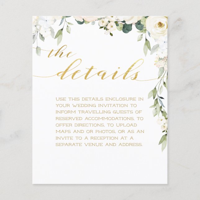 Tarjeta de inscripción de detalles del Boda de cal (Anverso)
