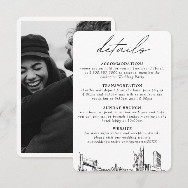 Tarjeta de inscripción de detalles del Boda de la  (Anverso / Reverso)