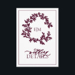 Tarjeta de inscripción de detalles del Boda de mon<br><div class="desc">¡Nos encanta esta moderna y moderna tarjeta de detalles burdeos! Sencillo, elegante y muy bonito, tiene una corona de hojas dibujadas a mano que rodea un moderno monograma boda. Está personalizado en una tipografía elegante, acentuado con caligrafía con letras a mano. Finalmente, se recorta en un marco delicado y la...</div>