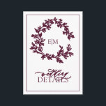 Tarjeta de inscripción de detalles del Boda de mon<br><div class="desc">¡Nos encanta esta moderna y moderna tarjeta de detalles burdeos! Sencillo, elegante y muy bonito, tiene una corona de hojas dibujadas a mano que rodea un moderno monograma boda. Está personalizado en una tipografía elegante, acentuado con caligrafía con letras a mano. Finalmente, se recorta en un marco delicado y la...</div>