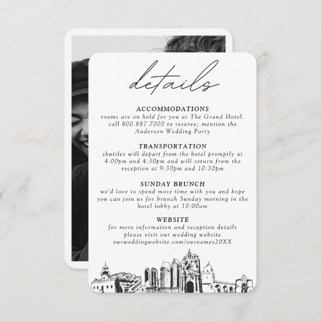 Tarjeta de inscripción de detalles del Boda de San (Anverso / Reverso)