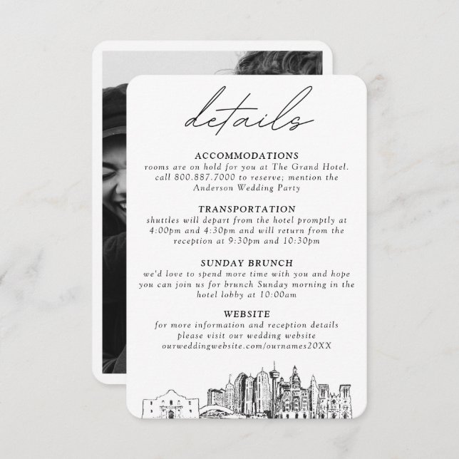 Tarjeta de inscripción de detalles del Boda de San (Anverso / Reverso)