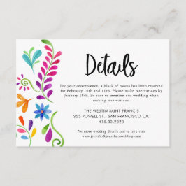 Tarjeta de inscripción de detalles del Boda Fiesta