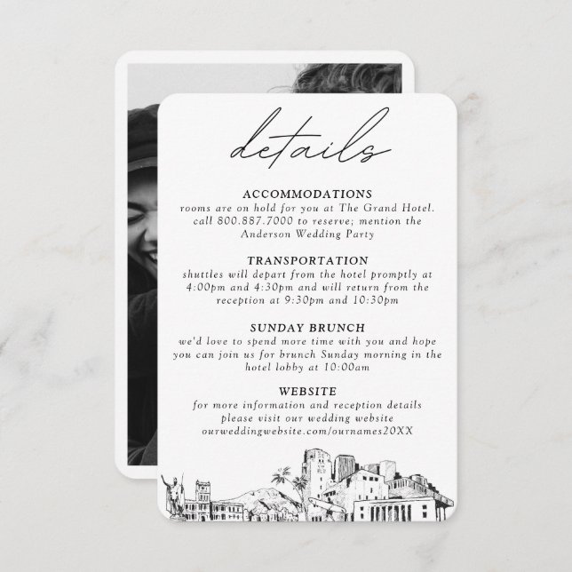 Tarjeta de inscripción de detalles del Boda Honolu (Anverso / Reverso)