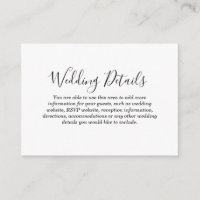 Tarjeta de inscripción de detalles del Boda Love H