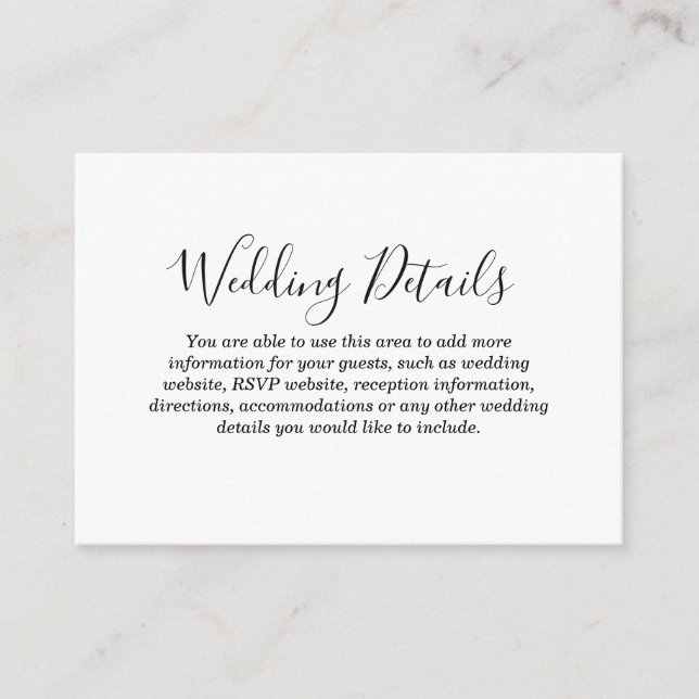 Tarjeta de inscripción de detalles del Boda Love H (Anverso)