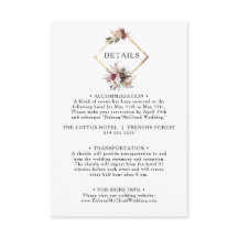 Tarjeta de inscripción de detalles florales de Bur