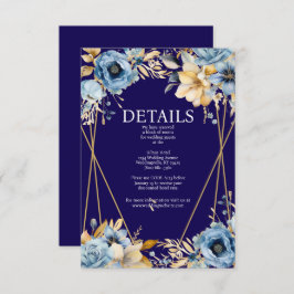 Tarjeta de inscripción de detalles sobre azul y or