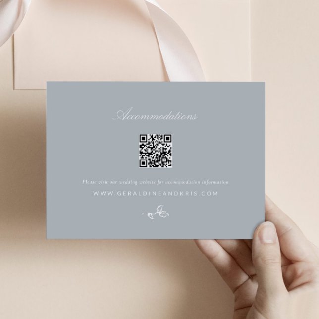 Tarjeta de inscripción de invitación de boda de mo (Regency Monogram Wedding Enclosure Card with QR code)