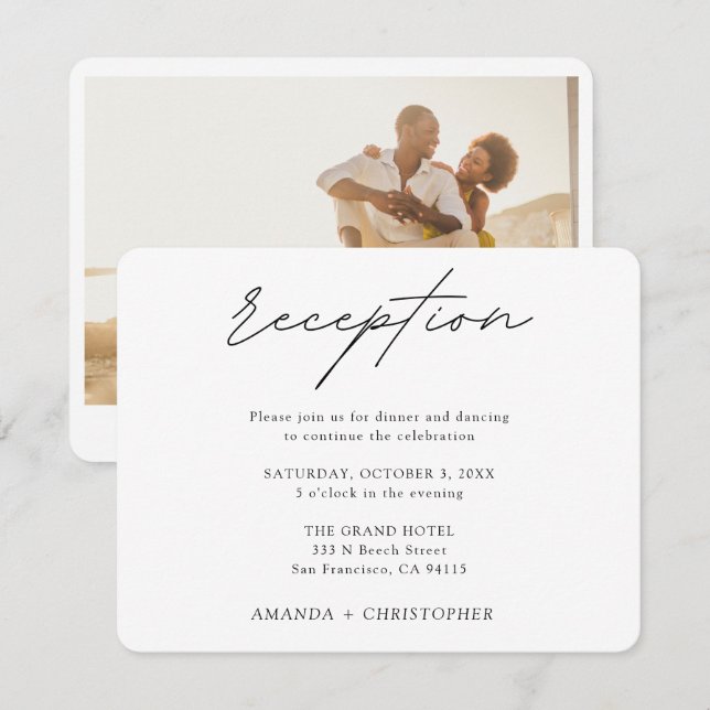 Tarjeta de inscripción de la recepción de boda min (Anverso / Reverso)