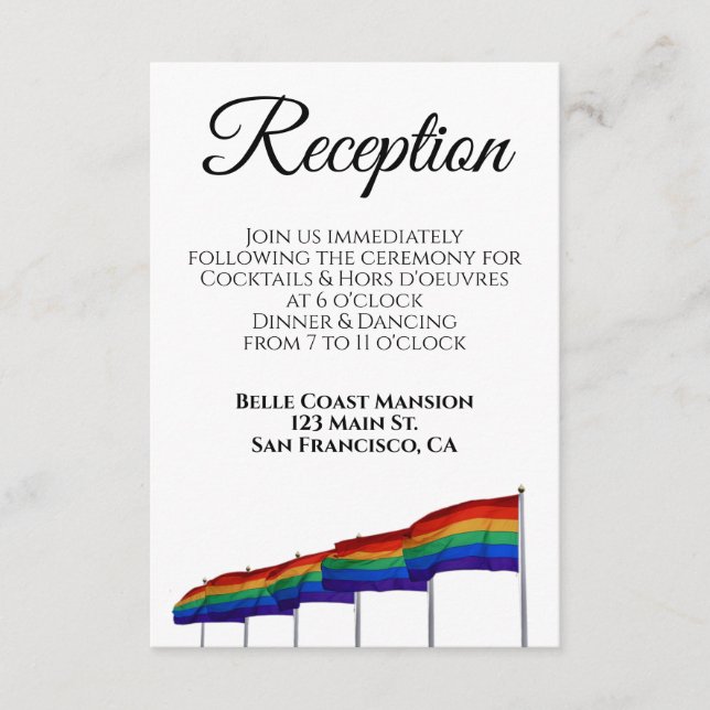 Tarjeta de inscripción de la recepción de la boda  (Anverso)