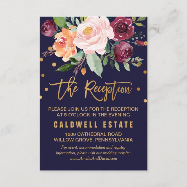 Tarjeta de inscripción de la recepción de la boda  (Anverso)