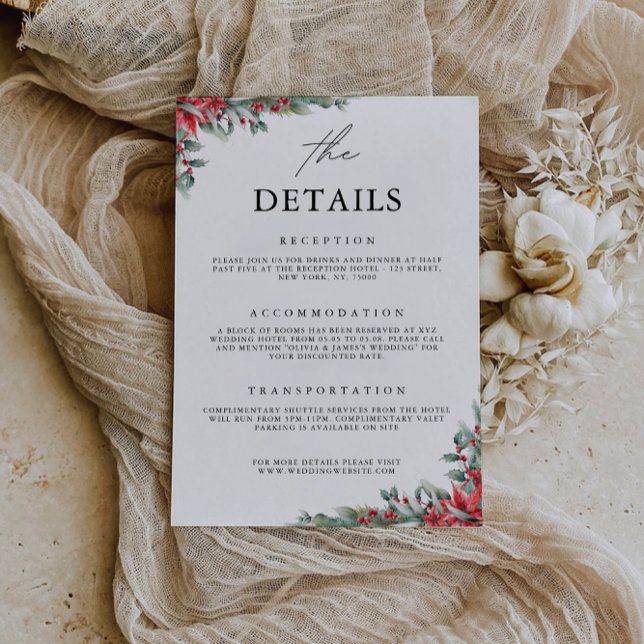 Tarjeta de inscripción de navidades-Plantilla de d (Christmas Enclosure Card-The Details Template)