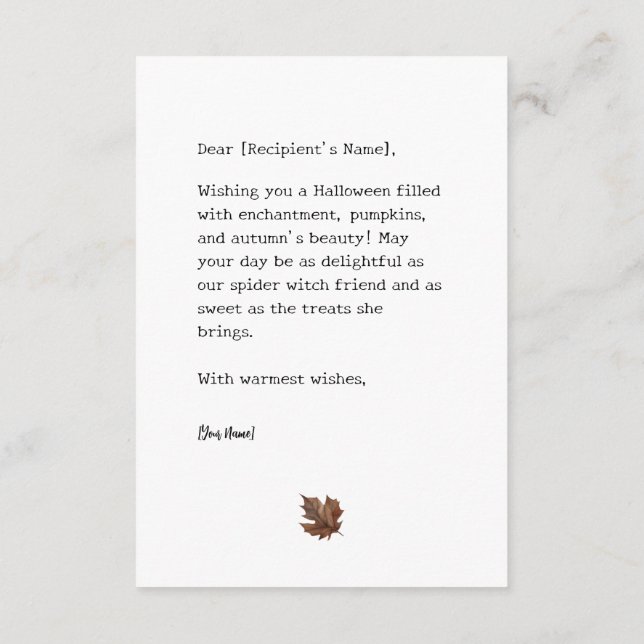 Tarjeta de inscripción de personalizable Halloween (Reverso)