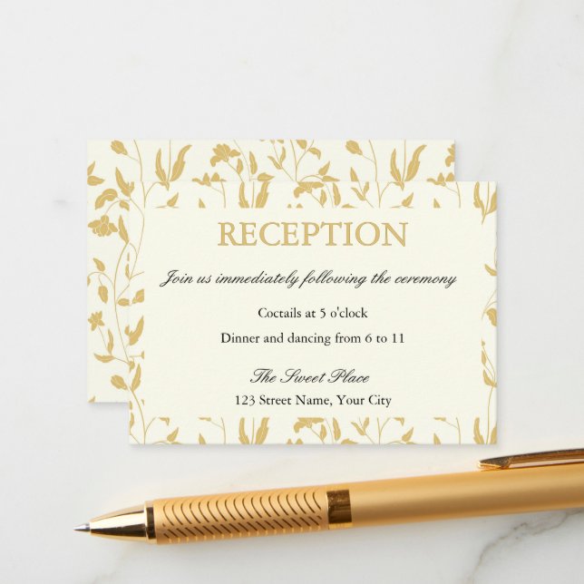 Tarjeta de inscripción de recepción de boda floral (Anverso/Reverso In Situ)