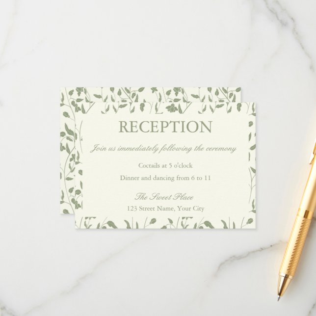 Tarjeta de inscripción de recepción de boda floral (Anverso/Reverso In Situ)