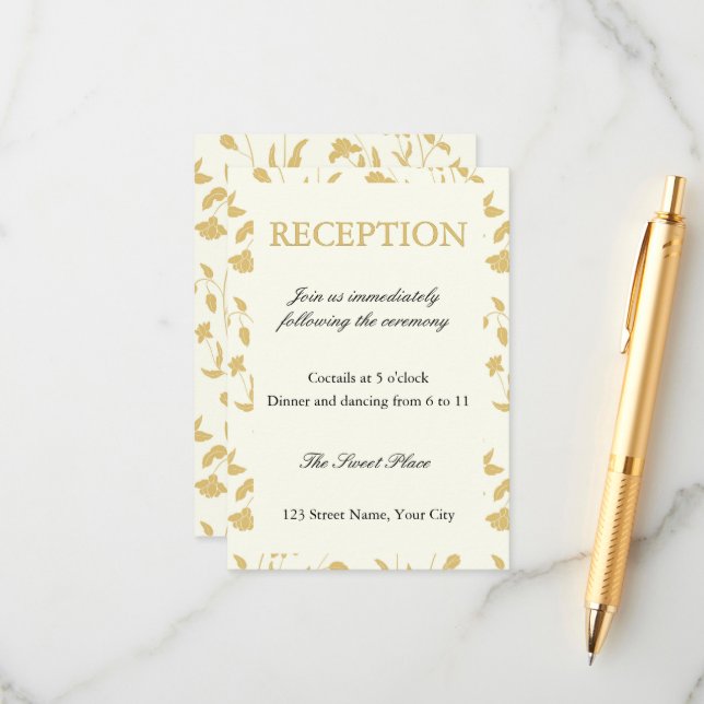 Tarjeta de inscripción de recepción de boda floral (Anverso/Reverso In Situ)