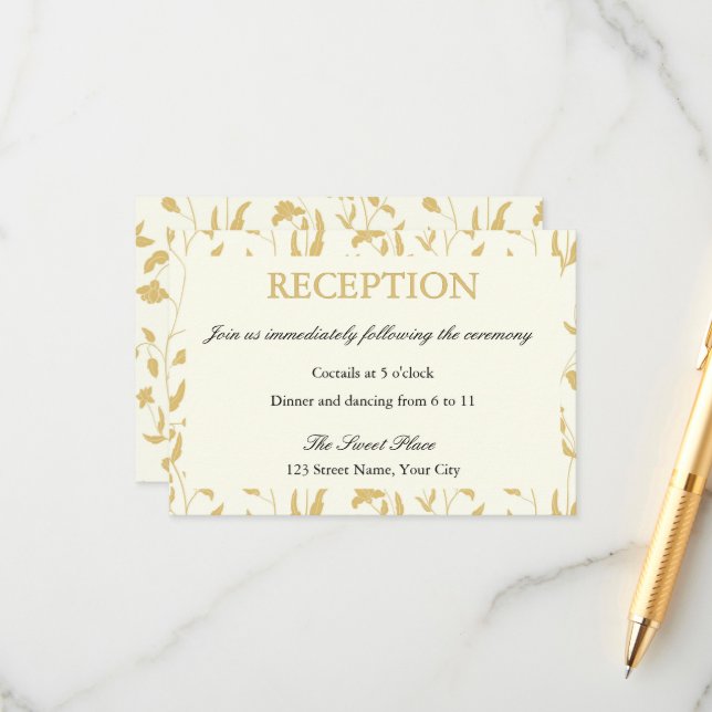 Tarjeta de inscripción de recepción de boda floral (Anverso/Reverso In Situ)