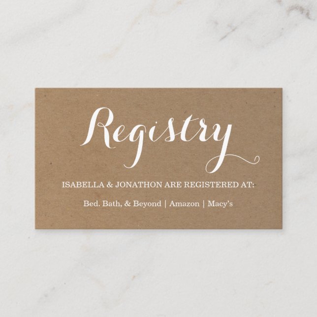 Tarjeta de inscripción de registro de regalo (Anverso)
