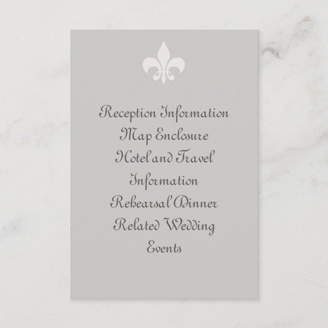 Tarjeta de inscripción Fleur de Lise en Smokey Gra (Anverso)