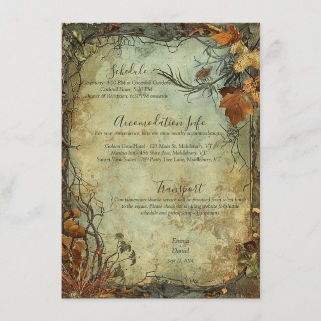 Tarjeta de inscripción Hobbiton Haven Boda (Anverso)