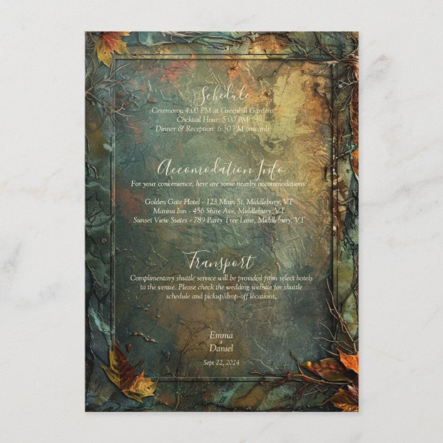 Tarjeta de inscripción Hobbiton Haven Boda (Anverso)