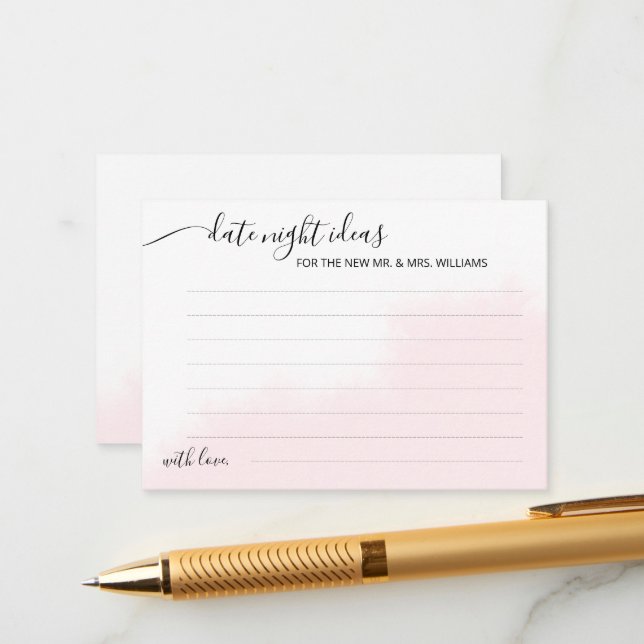 Tarjeta de inscripción Novia Ducha de noche ideas (Anverso/Reverso In Situ)