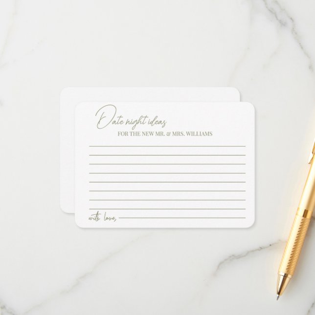 Tarjeta de inscripción Novia Ducha de noche ideas (Anverso/Reverso In Situ)