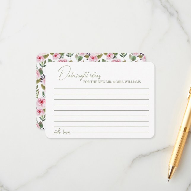 Tarjeta de inscripción Novia Ducha de noche ideas (Anverso/Reverso In Situ)