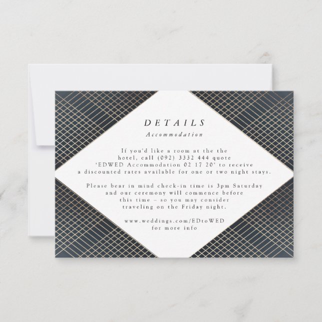 Tarjeta de inscripción para Boda Gatsby de Oro de  (Anverso)